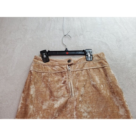 Free People A Line Skirt Womens Size 0 Gold Velour Zip Pockets Lined Flat Front - Picture 4 of 7